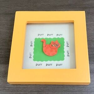 Framed Orange Kitty Cat Purr Wall Art